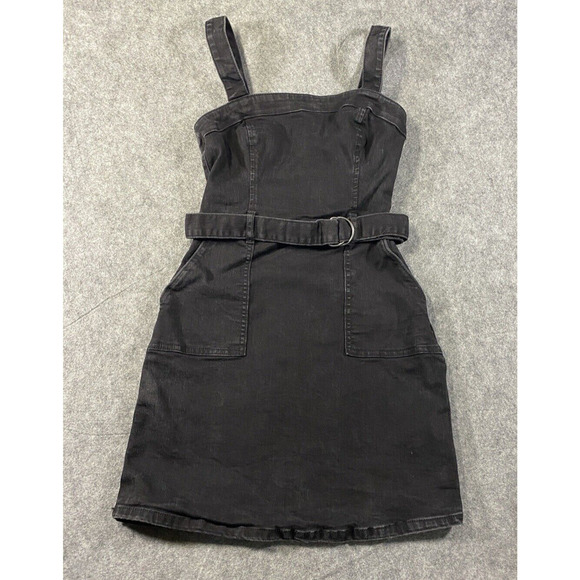 Abercrombie & Fitch Dress Womens Extra Small Charcoal Black Denim Belted Mini - Picture 1 of 10